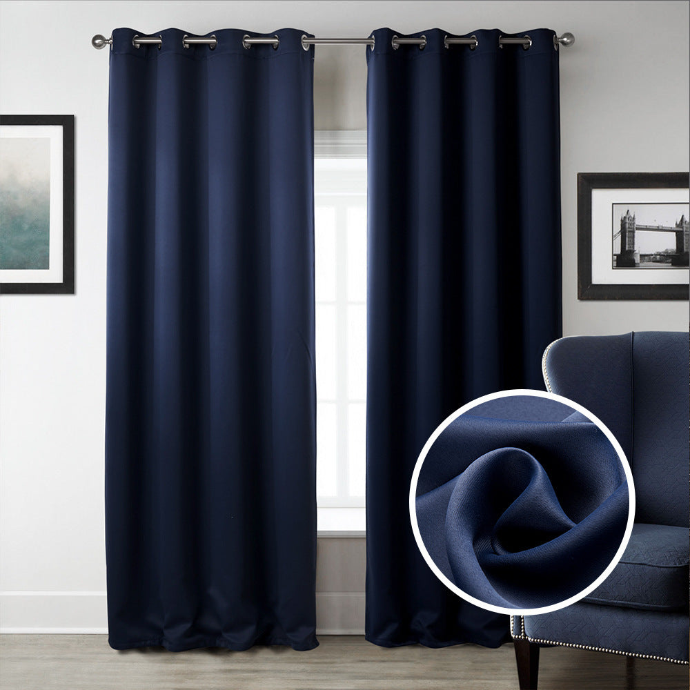 HKM-516883 Dark Blue Printed Blackout Curtains for Bedroom - Modern Vertical Shades