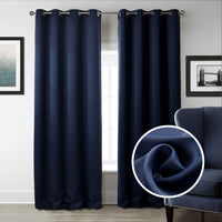 HKM-516883 Dark Blue Printed Blackout Curtains for Bedroom - Modern Vertical Shades