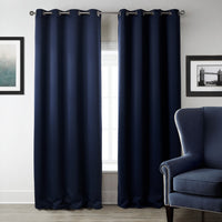 HKM-516883 Dark Blue Printed Blackout Curtains for Bedroom - Modern Vertical Shades
