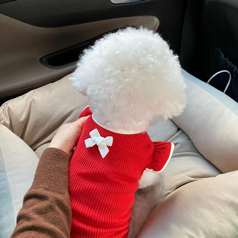 HKM-516947 Breathable Coral Fleece Summer Clothes for Small Dogs and Cats in Pink, White, and Red