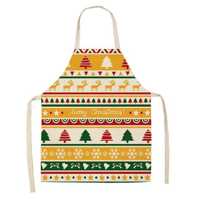 HKM-516947 Linen Christmas Apron - Creative Cotton Blend Design, 68x55 cm