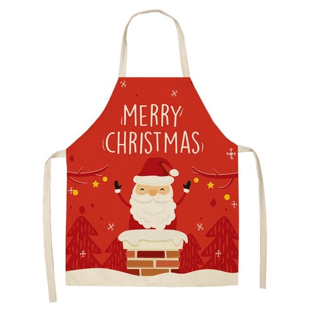 HKM-516947 Linen Christmas Apron - Creative Cotton Blend Design, 68x55 cm