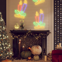 HKM-517139 Multicolor LED Silhouette Christmas Candle Decoration - 144 Lights, Steel & PVC, 70 x 42 cm