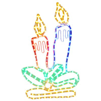 HKM-517139 Multicolor LED Silhouette Christmas Candle Decoration - 144 Lights, Steel & PVC, 70 x 42 cm