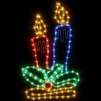 HKM-517139 Multicolor LED Silhouette Christmas Candle Decoration - 144 Lights, Steel & PVC, 70 x 42 cm