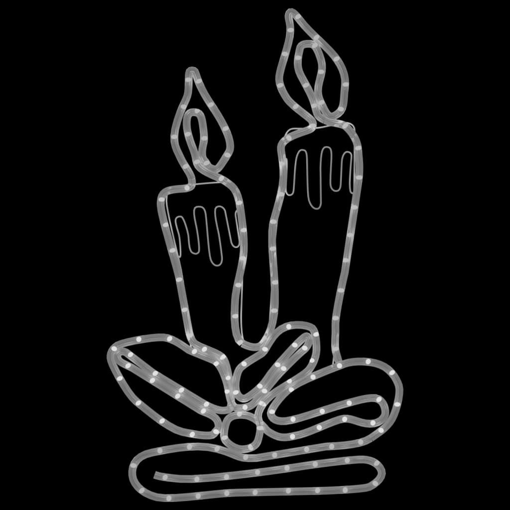 HKM-517139 Multicolor LED Silhouette Christmas Candle Decoration - 144 Lights, Steel & PVC, 70 x 42 cm