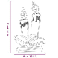 HKM-517139 Multicolor LED Silhouette Christmas Candle Decoration - 144 Lights, Steel & PVC, 70 x 42 cm