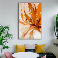 HKM-517267 Handmade Oil Painting Canvas Wall Art - Orange Flowers Modern Abstract for Living Room Decor