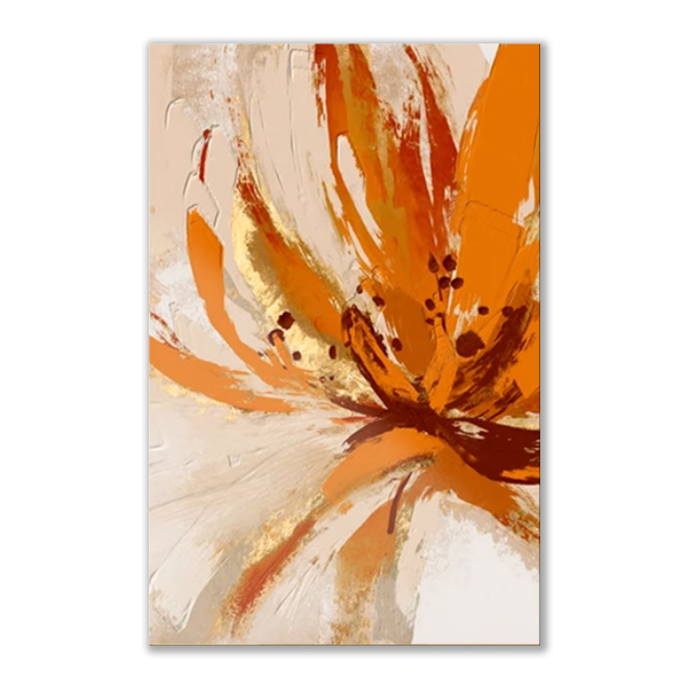 HKM-517267 Handmade Oil Painting Canvas Wall Art - Orange Flowers Modern Abstract for Living Room Decor