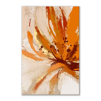 HKM-517267 Handmade Oil Painting Canvas Wall Art - Orange Flowers Modern Abstract for Living Room Decor