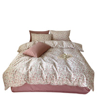 HKM-517331 Cotton Retro Four-Piece Bed Sheet and Duvet Cover Set for 1.2m to 2m Beds with Floral Patterns