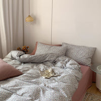 HKM-517331 Cotton Retro Four-Piece Bed Sheet and Duvet Cover Set for 1.2m to 2m Beds with Floral Patterns