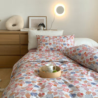 HKM-517331 Cotton Retro Four-Piece Bed Sheet and Duvet Cover Set for 1.2m to 2m Beds with Floral Patterns