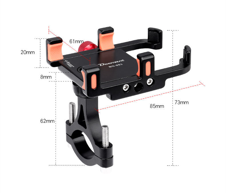 HKM-517395 Aluminum Alloy Bicycle Mounting Bracket for 20mm-34mm Pipes, Compatible with Phones 60mm-100mm Wide