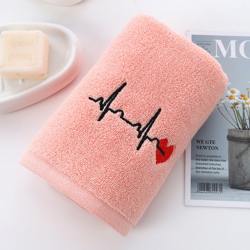 KTX-517907 Thickened Embroidered Cotton Towel - Quick-Dry, 35x75cm, Available in White, Pink, Blue, Dark Gray