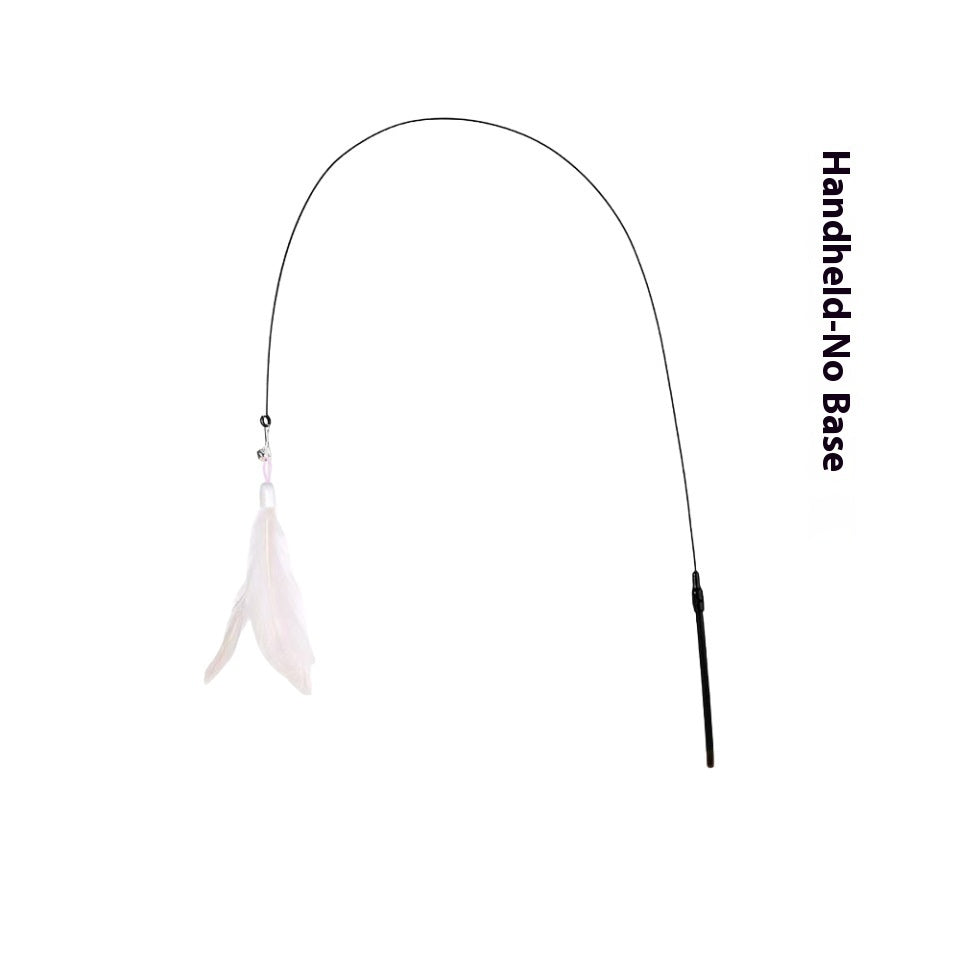HKM-517971 Long Brush Holder Cat Teaser with Bell - Suction Cup & Handheld Options, Bite-Resistant Feathers in Various Colors