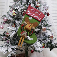 HKM-518099 Set of 3 Large Plush Christmas Stockings for Holiday Decoration - Santa, Snowman, and Reindeer Designs