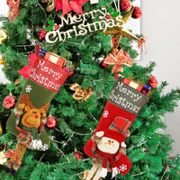 HKM-518099 Set of 3 Large Plush Christmas Stockings for Holiday Decoration - Santa, Snowman, and Reindeer Designs