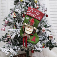 HKM-518099 Set of 3 Large Plush Christmas Stockings for Holiday Decoration - Santa, Snowman, and Reindeer Designs