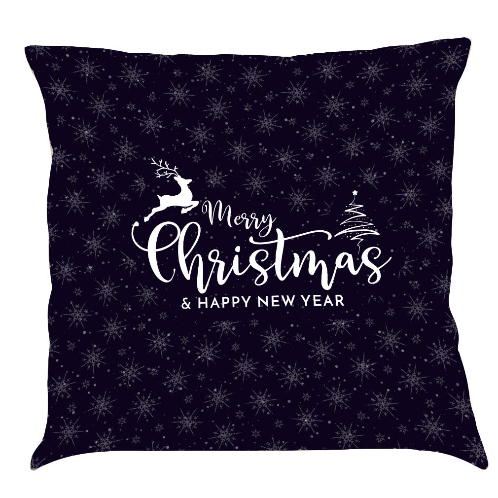 HKM-518163 Christmas-Themed Linen Pillow Cushion, 45x45 cm, Soft PP Cotton Filling, Assorted Colors Available