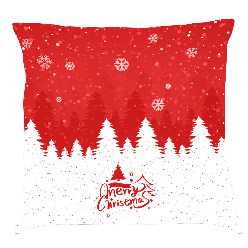HKM-518163 Christmas-Themed Linen Pillow Cushion, 45x45 cm, Soft PP Cotton Filling, Assorted Colors Available