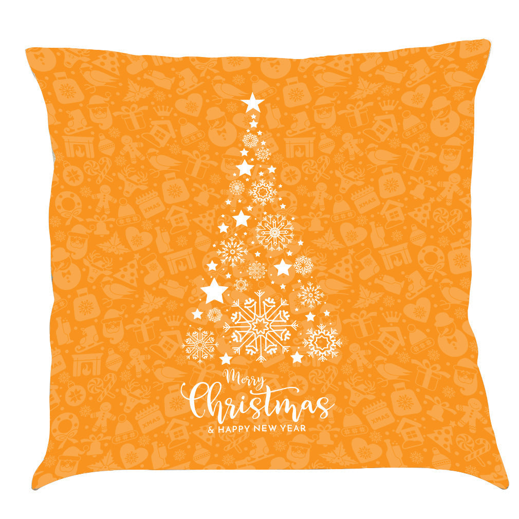 HKM-518163 Christmas-Themed Linen Pillow Cushion, 45x45 cm, Soft PP Cotton Filling, Assorted Colors Available