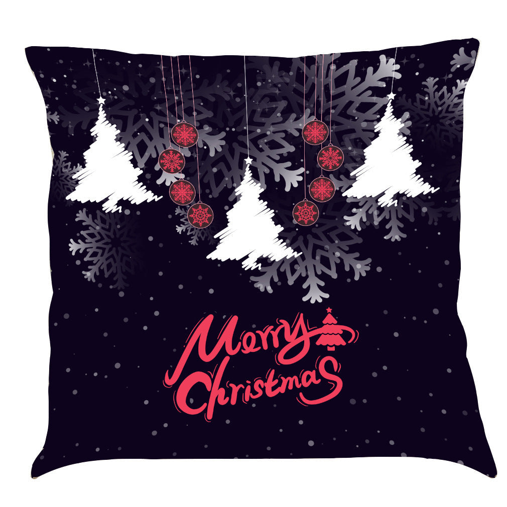 HKM-518163 Christmas-Themed Linen Pillow Cushion, 45x45 cm, Soft PP Cotton Filling, Assorted Colors Available