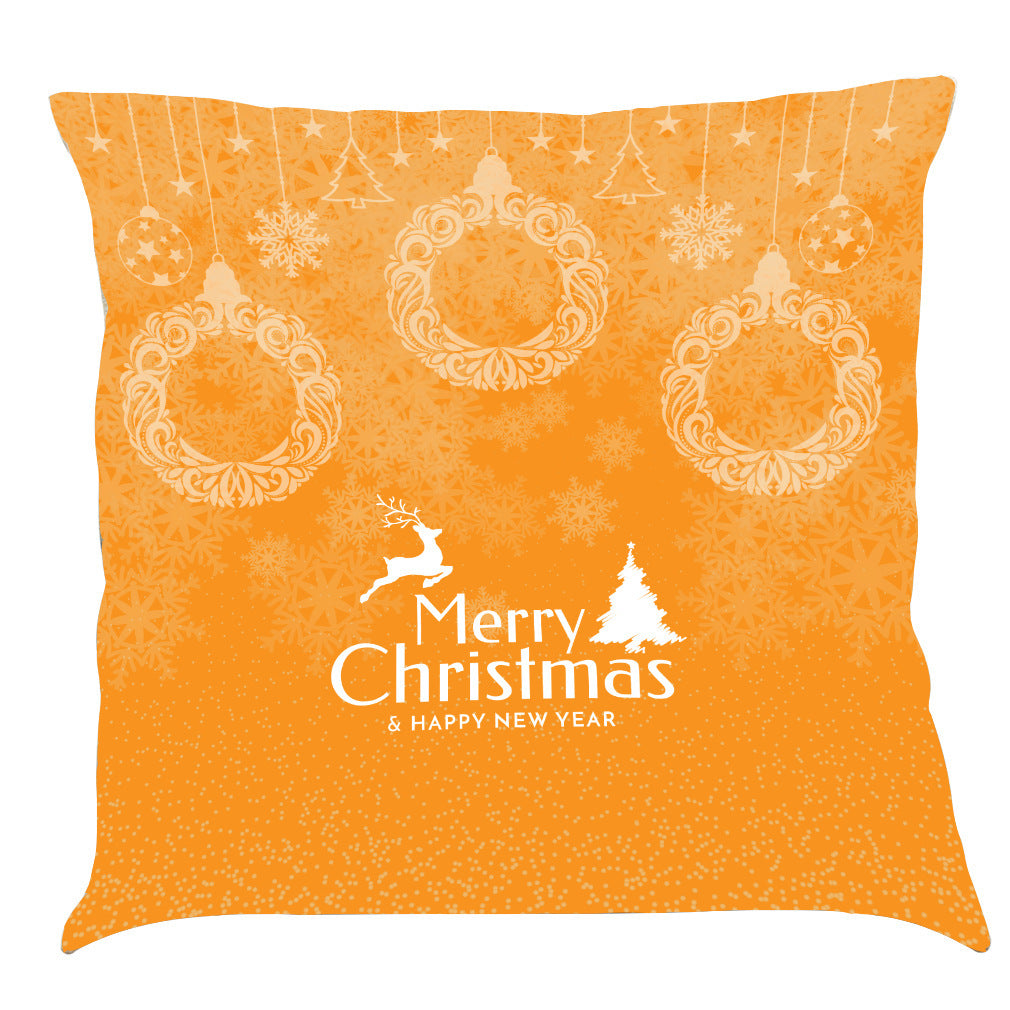 HKM-518163 Christmas-Themed Linen Pillow Cushion, 45x45 cm, Soft PP Cotton Filling, Assorted Colors Available