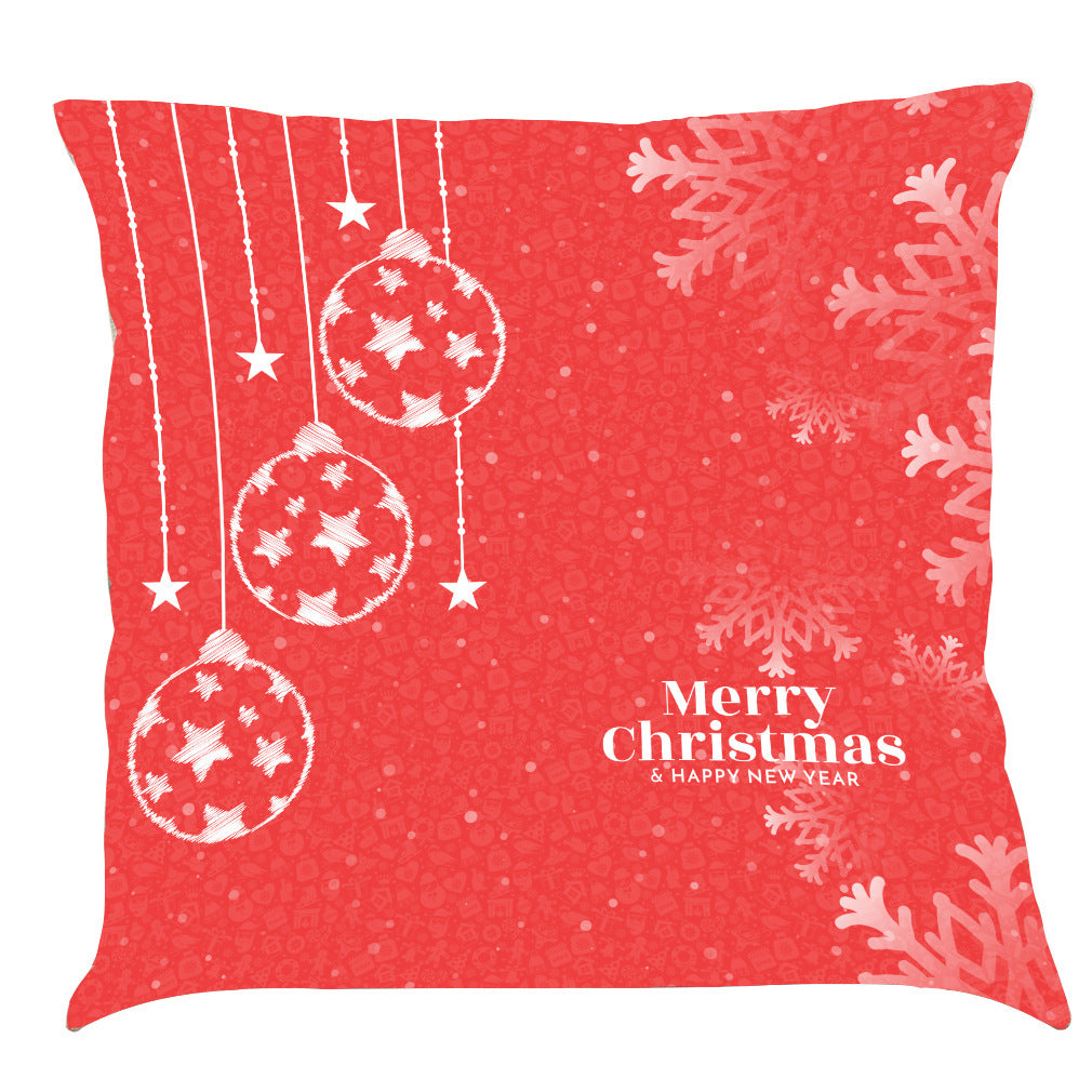 HKM-518163 Christmas-Themed Linen Pillow Cushion, 45x45 cm, Soft PP Cotton Filling, Assorted Colors Available