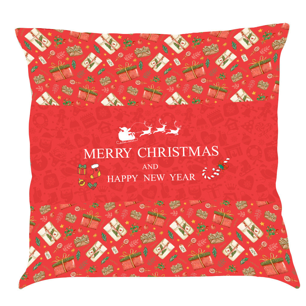 HKM-518163 Christmas-Themed Linen Pillow Cushion, 45x45 cm, Soft PP Cotton Filling, Assorted Colors Available