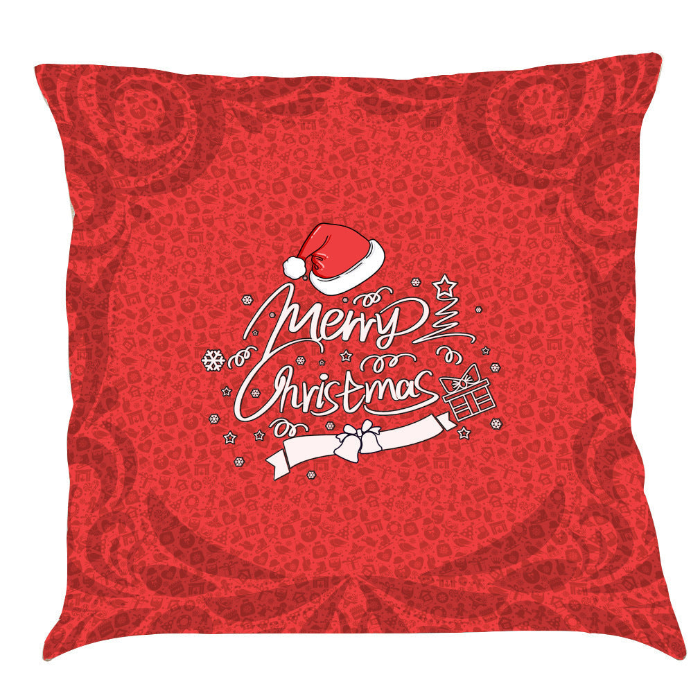 HKM-518163 Christmas-Themed Linen Pillow Cushion, 45x45 cm, Soft PP Cotton Filling, Assorted Colors Available