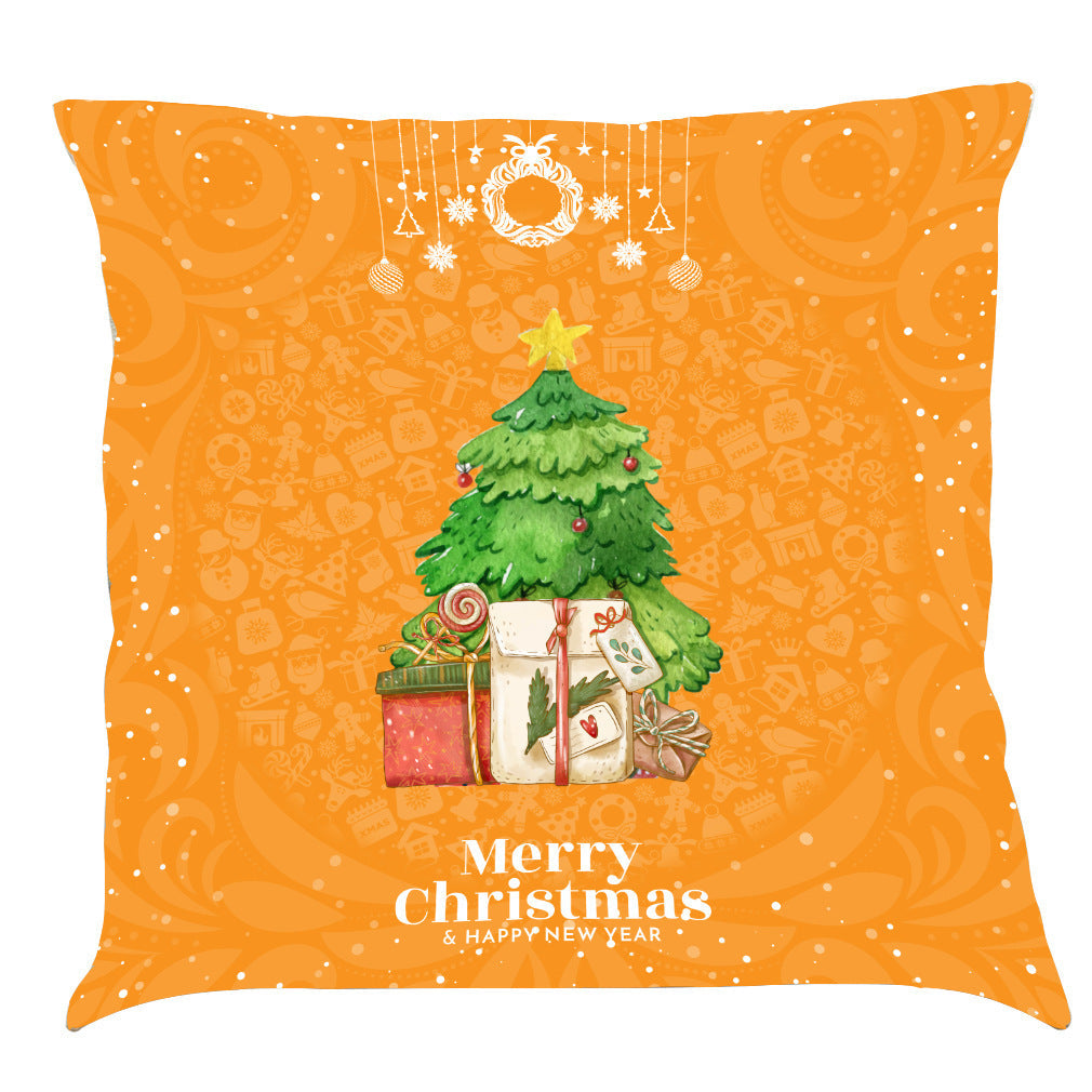 HKM-518163 Christmas-Themed Linen Pillow Cushion, 45x45 cm, Soft PP Cotton Filling, Assorted Colors Available