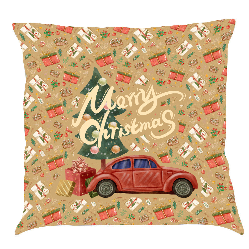 HKM-518163 Christmas-Themed Linen Pillow Cushion, 45x45 cm, Soft PP Cotton Filling, Assorted Colors Available