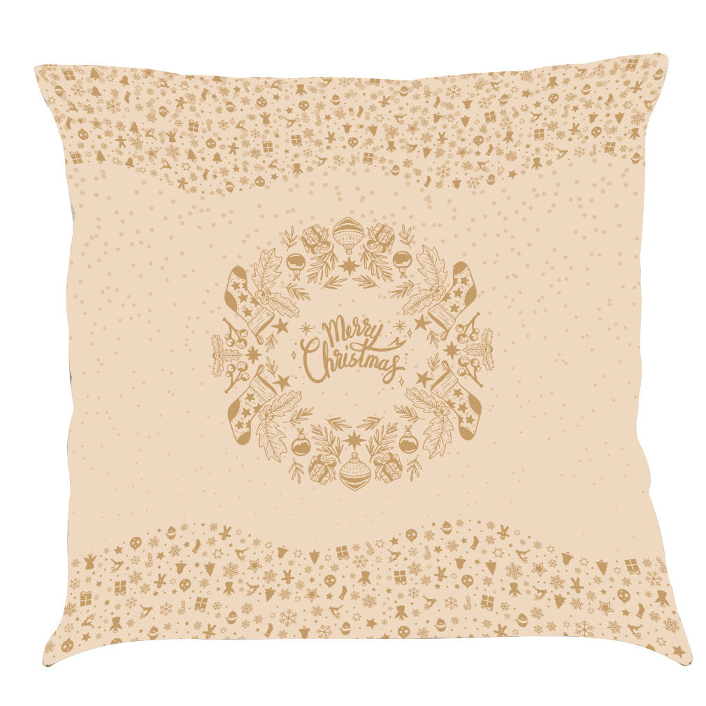 HKM-518163 Christmas-Themed Linen Pillow Cushion, 45x45 cm, Soft PP Cotton Filling, Assorted Colors Available