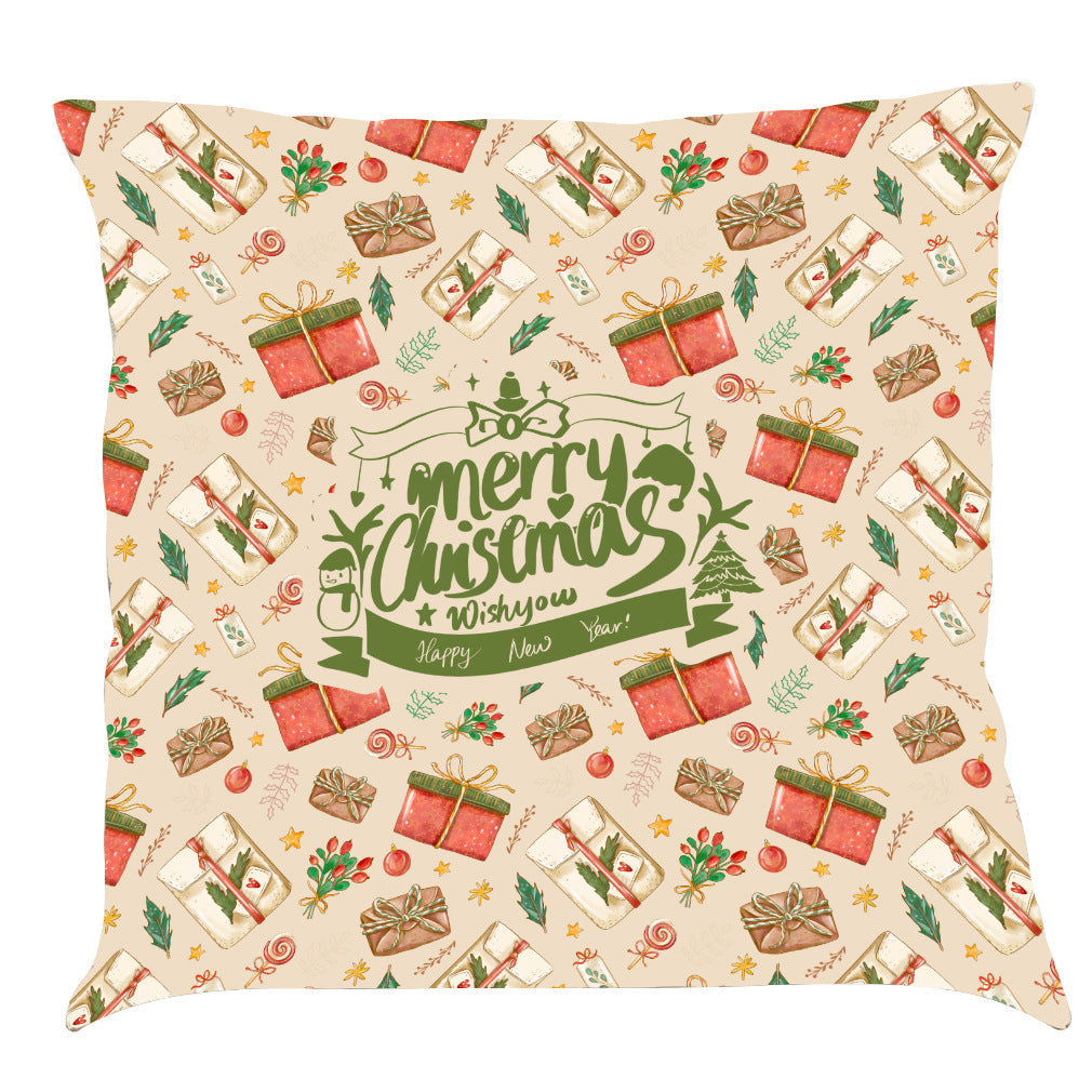 HKM-518163 Christmas-Themed Linen Pillow Cushion, 45x45 cm, Soft PP Cotton Filling, Assorted Colors Available