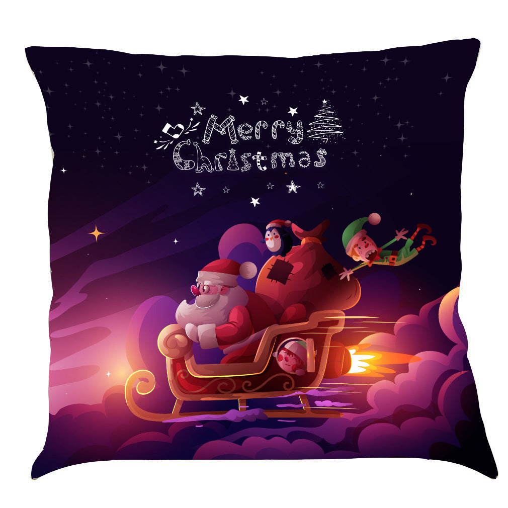 HKM-518163 Christmas-Themed Linen Pillow Cushion, 45x45 cm, Soft PP Cotton Filling, Assorted Colors Available