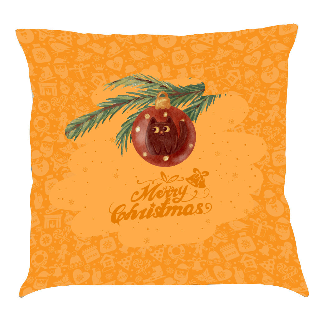 HKM-518163 Christmas-Themed Linen Pillow Cushion, 45x45 cm, Soft PP Cotton Filling, Assorted Colors Available