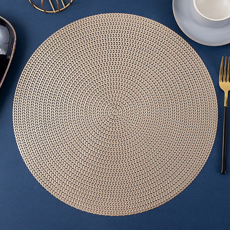 HKM-518163 Round Hollowed Out PVC Insulated Table Mat in Gold, Silver, Rose Gold, and Bronze - 38cm Diameter