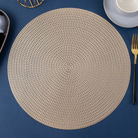 HKM-518163 Round Hollowed Out PVC Insulated Table Mat in Gold, Silver, Rose Gold, and Bronze - 38cm Diameter