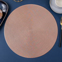 HKM-518163 Round Hollowed Out PVC Insulated Table Mat in Gold, Silver, Rose Gold, and Bronze - 38cm Diameter