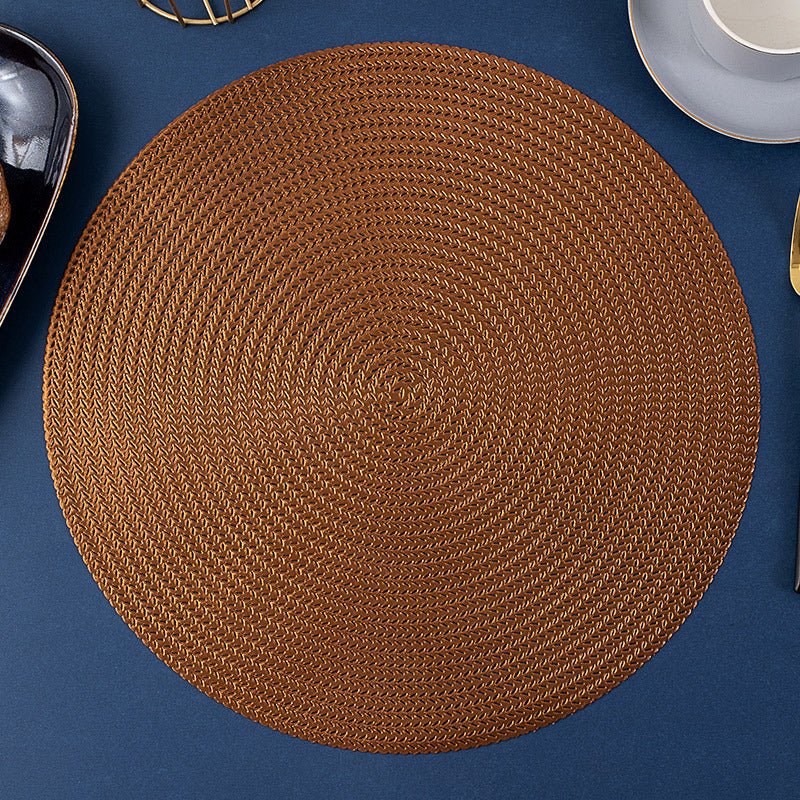 HKM-518163 Round Hollowed Out PVC Insulated Table Mat in Gold, Silver, Rose Gold, and Bronze - 38cm Diameter