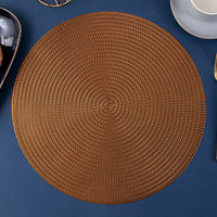 HKM-518163 Round Hollowed Out PVC Insulated Table Mat in Gold, Silver, Rose Gold, and Bronze - 38cm Diameter