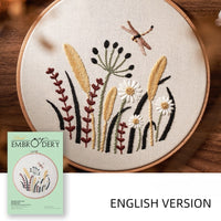 HKM-518483 Hand Embroidery Kit with Elk Flower Design, Linen Fabric, Water-Soluble Printing