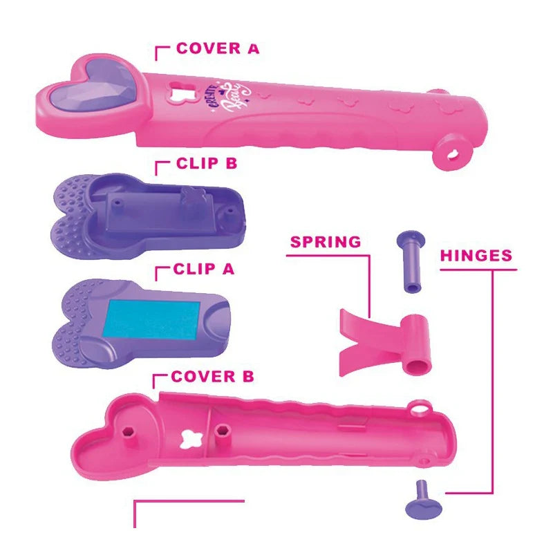 KTX-518739 18PCS Washable Pretend Play Makeup Set for Kids with Hair Dye and Beauty Accessories