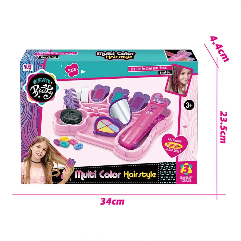 KTX-518739 18PCS Washable Pretend Play Makeup Set for Kids with Hair Dye and Beauty Accessories