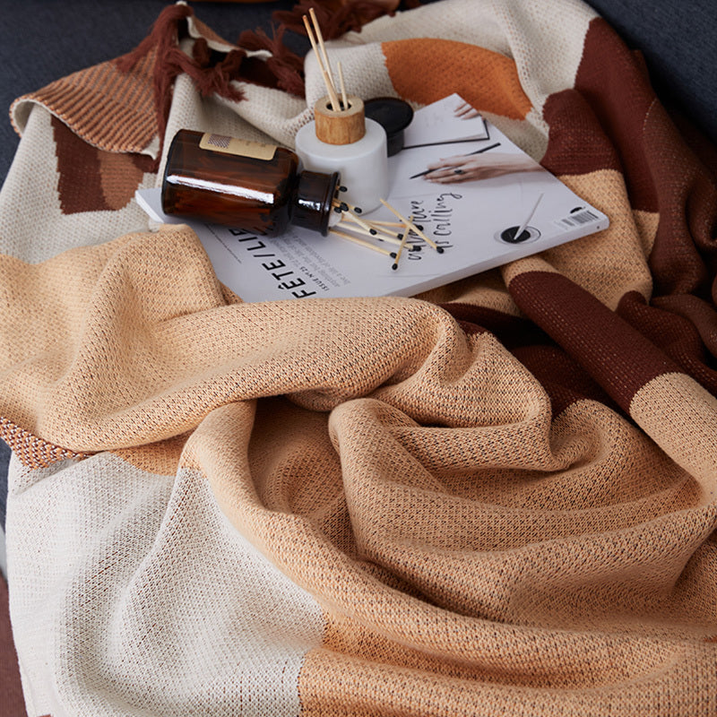 HKM-518803 Cotton Knit Towel Blanket - Perfect for Sofas, Beds, and Travel, Available in Multiple Sizes