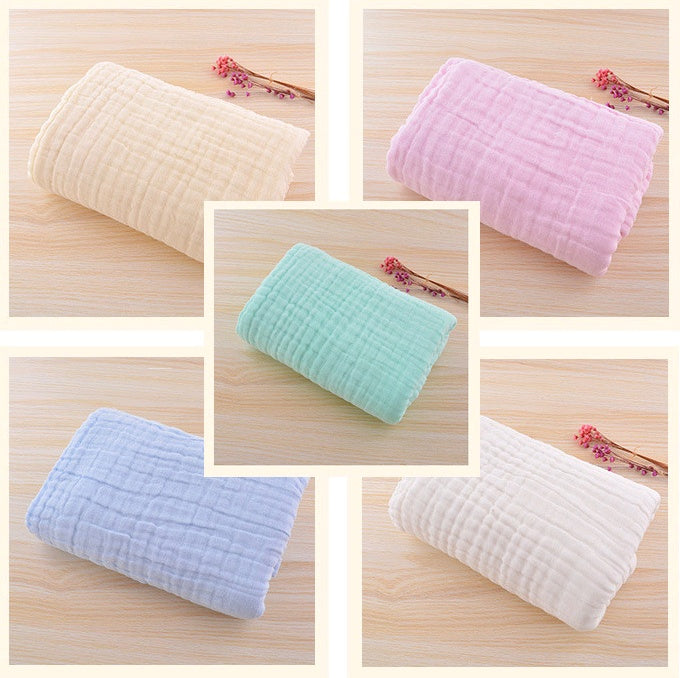 HKM-519059 Infant Cotton Quilt Blanket with Six-Layer Pleated Bubble Yarn, 110x110 cm