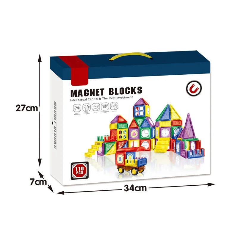 3D Magnetic Building Blocks Educational Toys for Kids, 110 Pieces, Age 2-7, PVC