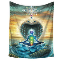 HKM-519187 Lotus Meditation Tapestry - Simple Modern Rectangular Cloth Design, Hand and Machine Washable