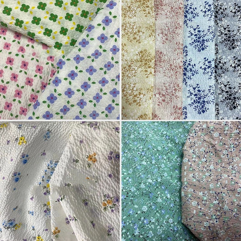 HKM-519315 Botanical Print Bubble Fabric for Children's Clothing, 100% Cotton, 128CM Wide
